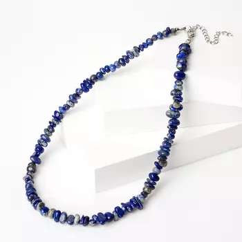 Бусы лазурит 45 см (+7 см) (биж. сплав)