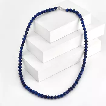 Бусы лазурит 6 мм 52 см (биж. сплав)