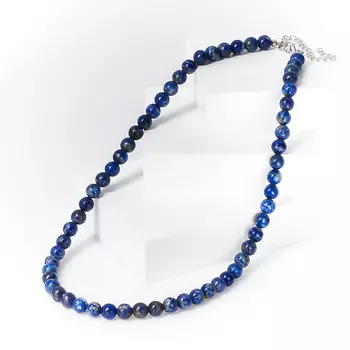 Бусы лазурит 8 мм 44 см (+7 см) (сталь хир., биж. сплав)