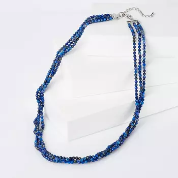 Бусы лазурит (биж. сплав) огранка 3 мм 46 см (+5 см)