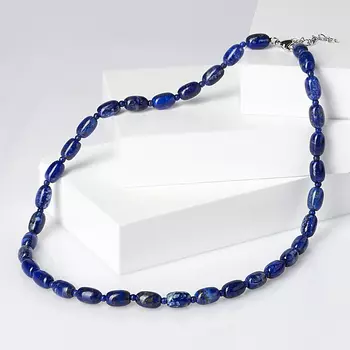 Бусы лазурит (биж. сплав родир. бел.) 3 мм 47 см (+4 см)