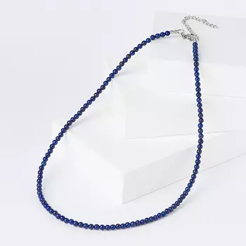 Бусы лазурит (биж. сплав, сталь хир.) 4 мм 44 см (+7 см)