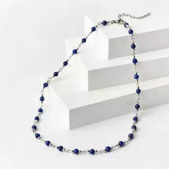 Бусы лазурит (биж. сплав, сталь хир.) 5 мм 47 см (+7 см)