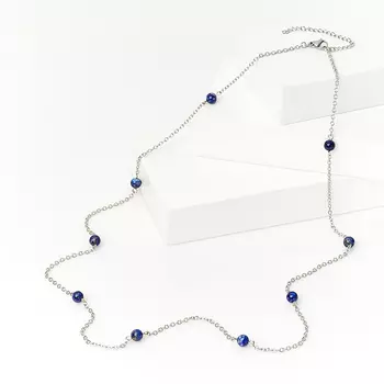 Бусы лазурит (биж. сплав, сталь хир.) (цепочка) длинные 7 мм 73 см (+7 см)