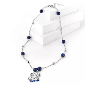 Бусы лазурит (биж. сплав, сталь хир.) (цепочка) длинные 10 мм 60 см (+7 см)