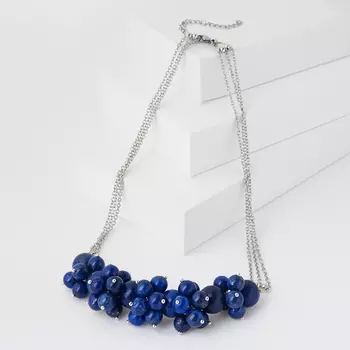 Бусы лазурит (биж. сплав, сталь хир.) (колье) 42 см (+5 см)