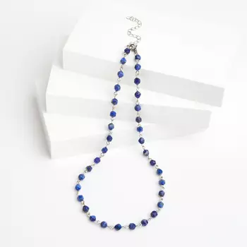 Бусы лазурит (биж. сплав, сталь хир.) огранка 6 мм 46 см (+7 см)