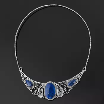 Бусы лазурит (нейзильбер) (колье) 45 см