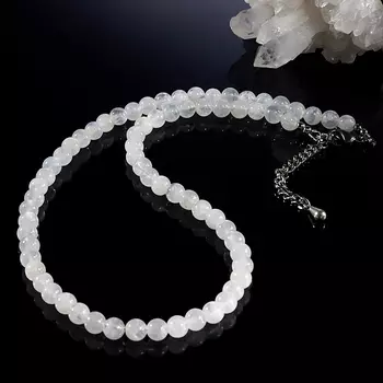 Бусы лунный камень 6 мм 41 см (+7 см) (хир. сталь)