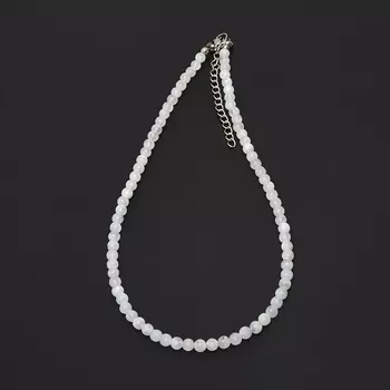 Бусы лунный камень (адуляр) 6 мм 46 см (+7 см) (сталь хир., биж. сплав)