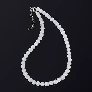 Бусы лунный камень (адуляр) (биж. сплав, сталь хир.) 8 мм 45 см (+7 см)