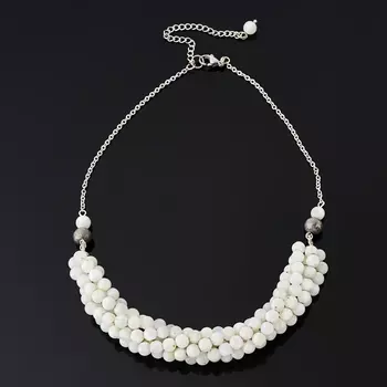 Бусы лунный камень (адуляр) (биж. сплав, сталь хир.) (колье) 5 мм 39 см (+7 см)