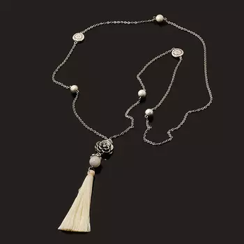 Бусы лунный камень (адуляр) (биж. сплав, сталь хир., текстиль) (сотуар) длинные 10 мм 80 см