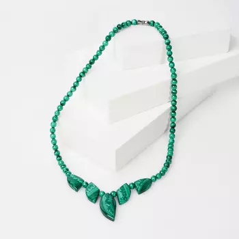 Бусы малахит 44 см (биж. сплав)