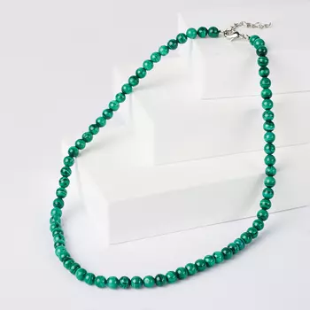 Бусы малахит (биж. сплав) 6 мм 43 см (+4 см)