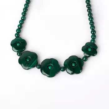 Бусы малахит (биж. сплав) (колье) 5 мм 45 см