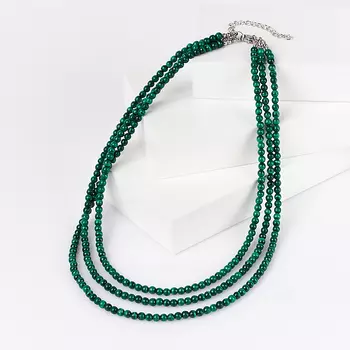 Бусы малахит (биж. сплав, сталь хир.) 4 мм 44 см (+7 см)