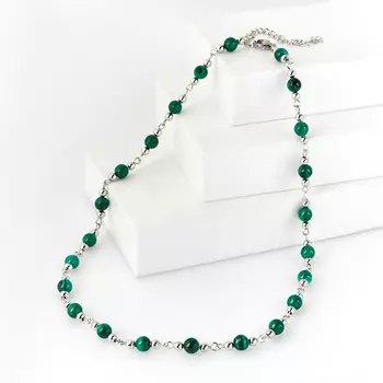 Бусы малахит (биж. сплав, сталь хир.) 6 мм 46 см (+7 см)