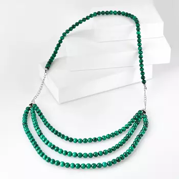 Бусы малахит (биж. сплав, сталь хир.) (колье) длинные 6 мм 62 см (+7 см)