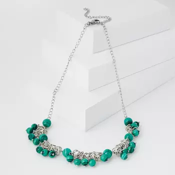 Бусы малахит (биж. сплав, сталь хир.) (колье) 41 см (+7 см)