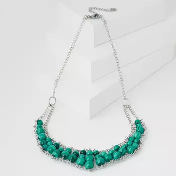 Бусы малахит (биж. сплав, сталь хир.) (колье) 42 см (+7 см)