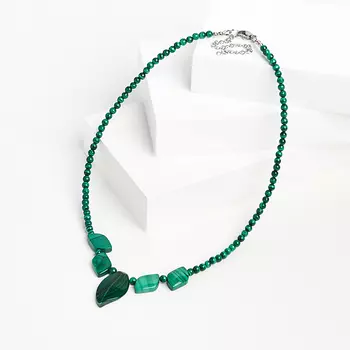 Бусы малахит (сталь хир.) 42 см (+7 см)