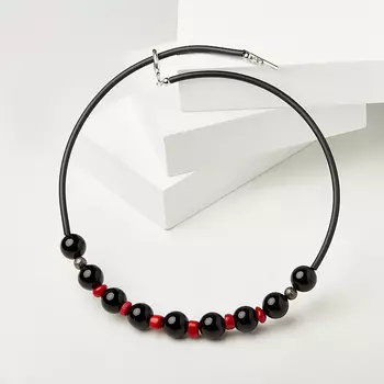 Бусы микс агат, коралл (биж. сплав) (колье) 43 см