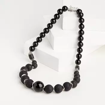 Бусы микс агат, вулканическая лава (биж. сплав) 47 см (+4 см)