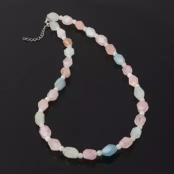 Бусы микс аквамарин, берилл (биж. сплав) 5 мм 50 см