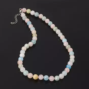 Бусы микс аквамарин, берилл (биж. сплав) 8 мм 45 см (+5 см)