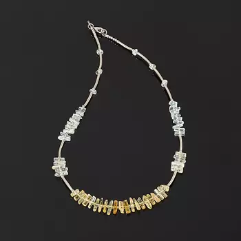 Бусы микс аквамарин, берилл (биж. сплав) (колье) 43 см