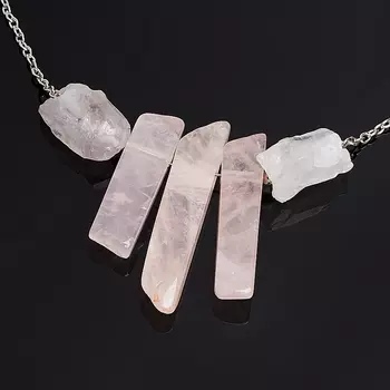 Бусы микс аметист, розовый кварц (биж. сплав) (колье) 45 см (+7 см)