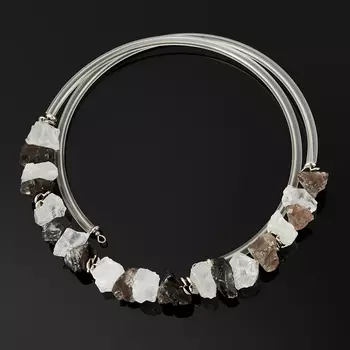 Бусы микс горный хрусталь, раухтопаз (биж. сплав) (колье) (регулируемый)