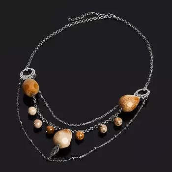 Бусы микс коралл, цитрин (биж. сплав) (колье) 55 см (+7 см)