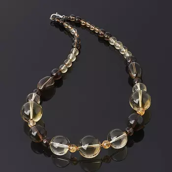 Бусы микс раухтопаз, цитрин (биж. сплав) 45 см