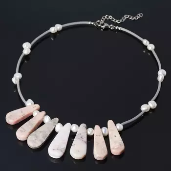 Бусы микс жемчуг, опал (биж. сплав) (колье) 44 см