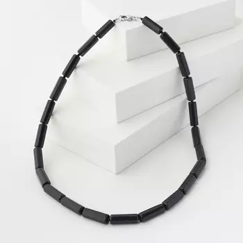 Бусы нефрит черный (биж. сплав) 48 см