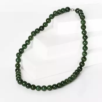 Бусы нефрит зеленый (биж. сплав) 10 мм 50 см