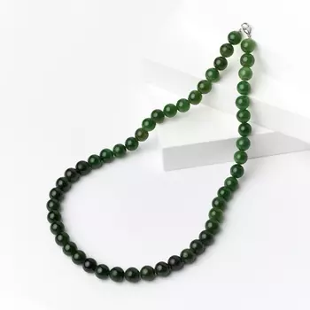 Бусы нефрит зеленый (биж. сплав) 10 мм 50 см