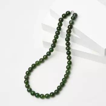 Бусы нефрит зеленый (биж. сплав) 10 мм 48 см
