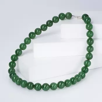 Бусы нефрит зеленый (биж. сплав) 12 мм 48 см