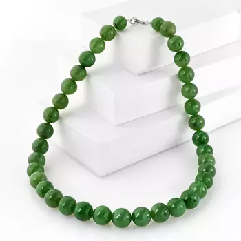 Бусы нефрит зеленый (биж. сплав) 45 см