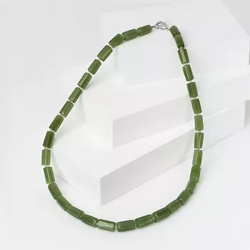 Бусы нефрит зеленый (биж. сплав) 46 см
