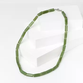 Бусы нефрит зеленый (биж. сплав) 47 см