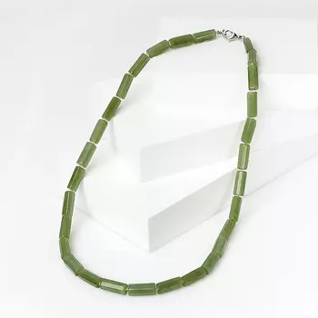 Бусы нефрит зеленый (биж. сплав) 48 см
