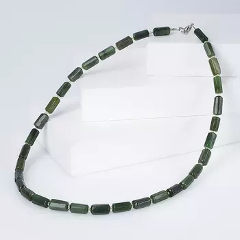 Бусы нефрит зеленый (биж. сплав) 48 см