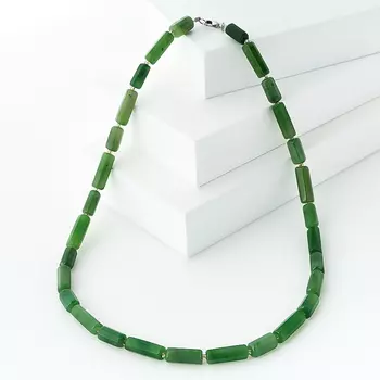 Бусы нефрит зеленый (биж. сплав) огранка 6 мм 49 см