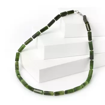 Бусы нефрит зеленый огранка 6 мм 47 см (биж. сплав)