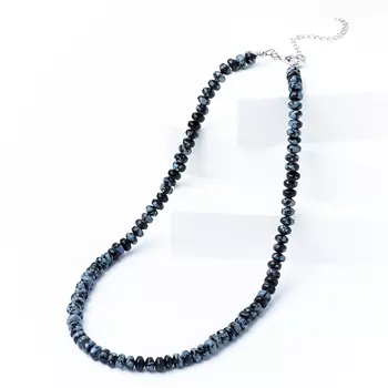 Бусы обсидиан снежный (биж. сплав) 6 мм 44 см (+7 см)