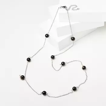 Бусы обсидиан золотистый (биж. сплав, сталь хир.) (цепочка) 8 мм 73 см (+7 см)